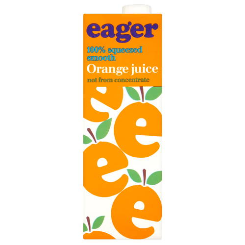eager Orange Juice 100% Squeezed Smooth 1 Litre (Not from Concentrate)
