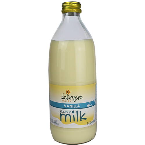 Delamere Sterilised Flavoured Milk Vanilla (500ml) Glass Bottle